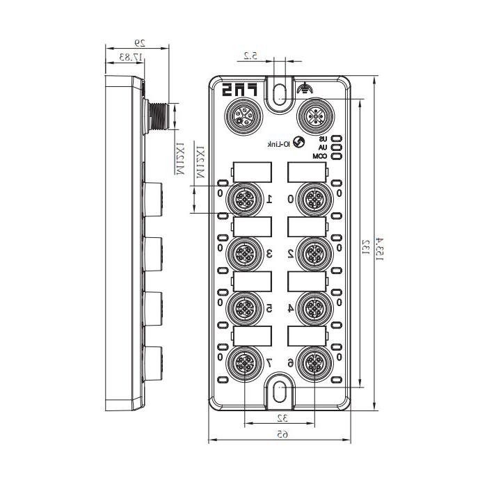 M12 interface, IO-Link Hub, PNP, 16DI/DO configurable, expandable module, 00BG11